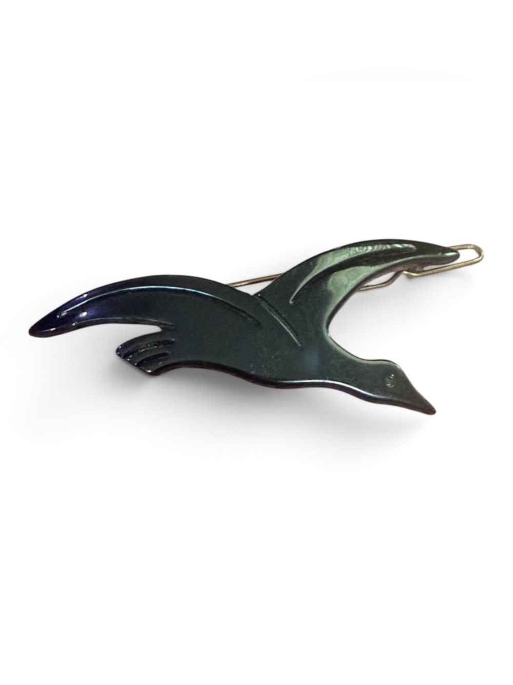 Vintage French Bird Barrette by Charles Whaba in Black, Made in France Deadstock